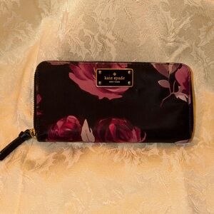Kate Spade Black and Purple Floral Wallet
